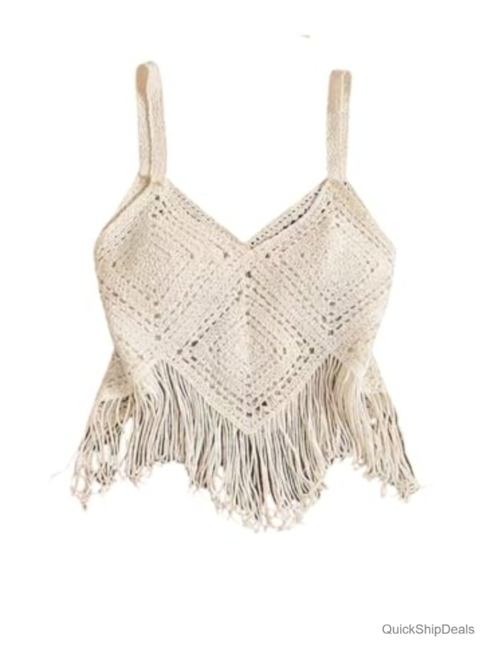 Crochet Fringe Crop Top Sleeveless Boho Beach Coverup